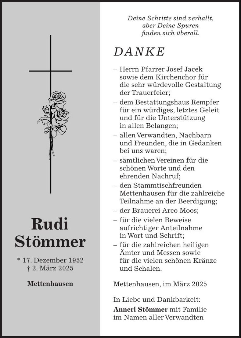 Traueranzeige Rudi Stömmer