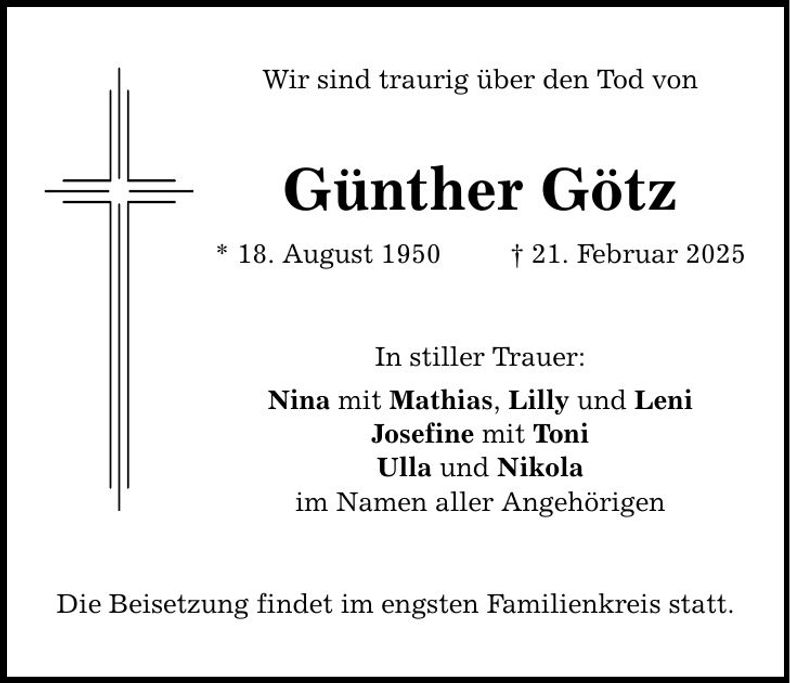 Traueranzeige Günther Götz