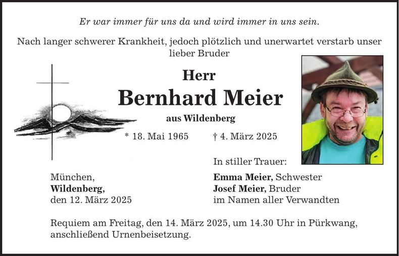 Traueranzeige Bernhard Meier