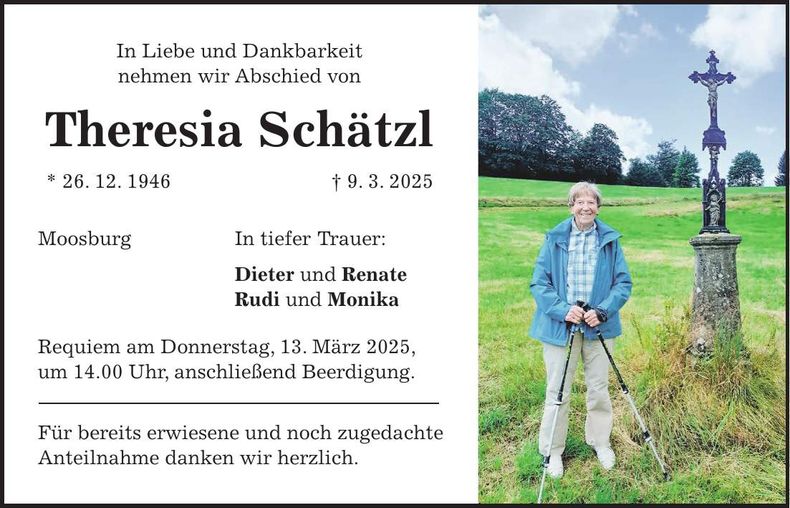 Traueranzeige Theresia Schätzl
