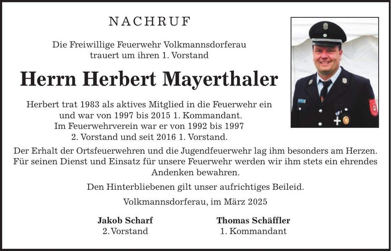 Traueranzeige Herbert Mayerthaler
