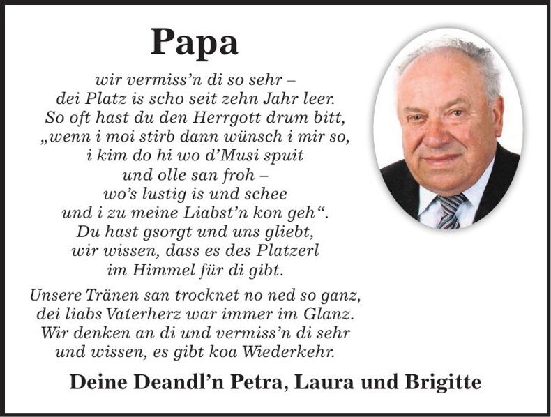 Traueranzeige Fritz Reichl