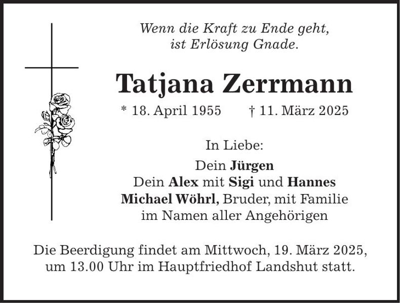 Traueranzeige Tatjana Zerrmann