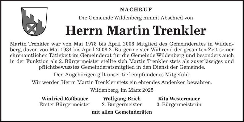 Traueranzeige Martin Trenkler