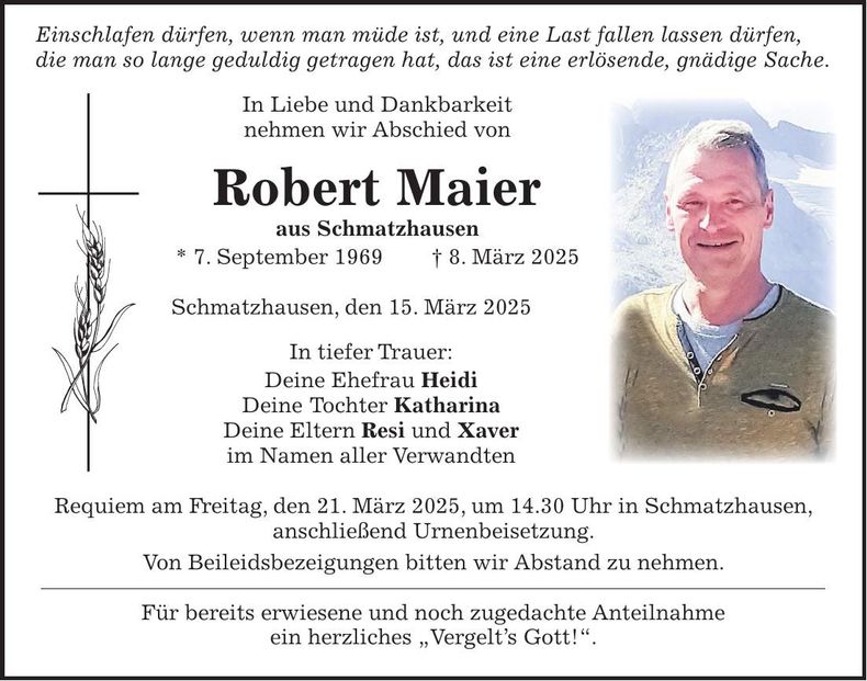 Traueranzeige Robert Maier