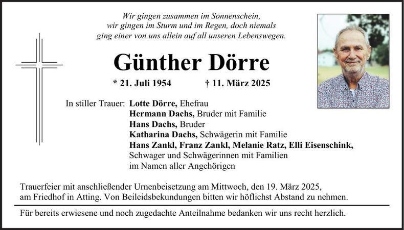 Traueranzeige Günther Dörre