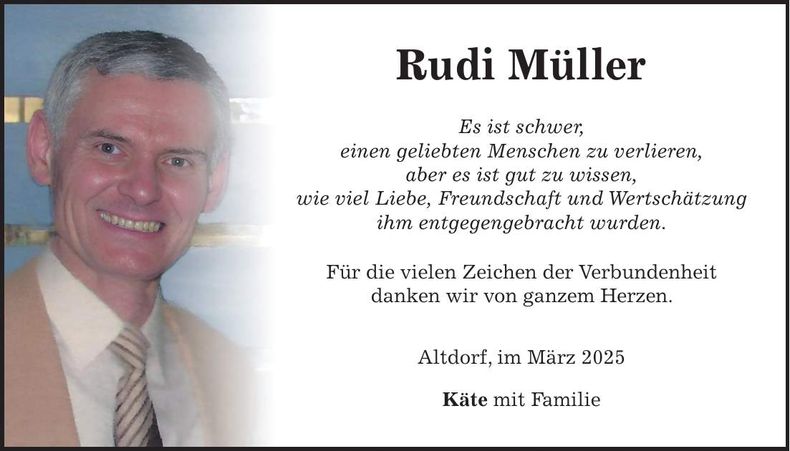Traueranzeige Rudi Müller
