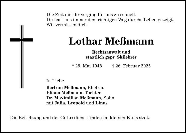 Traueranzeige Lothar Meßmann