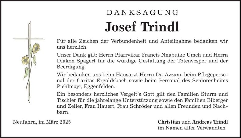 Traueranzeige Josef Trindl