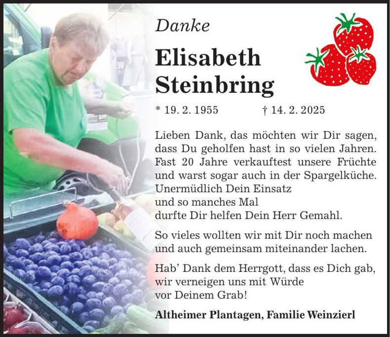 Traueranzeige Elisabeth Steinbring