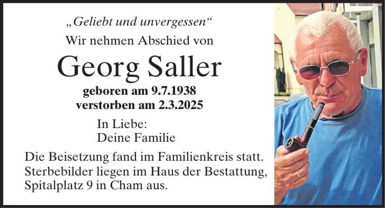 Traueranzeige Georg Saller