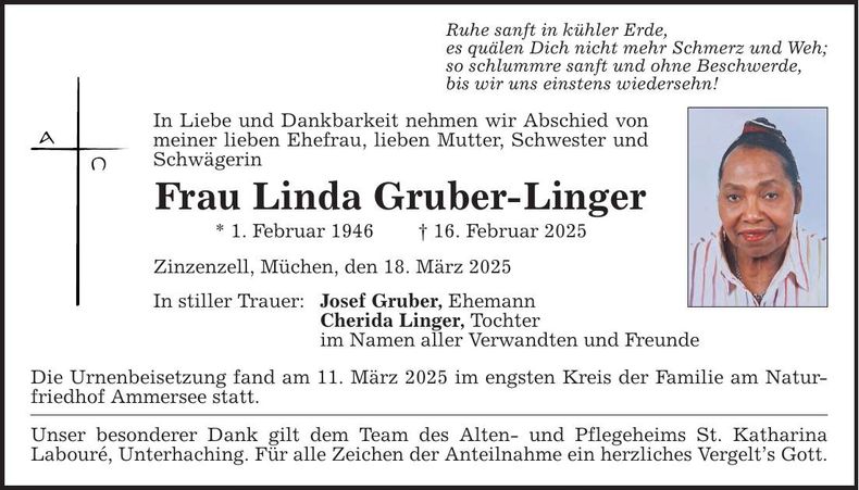 Traueranzeige Linda Gruber-Linger