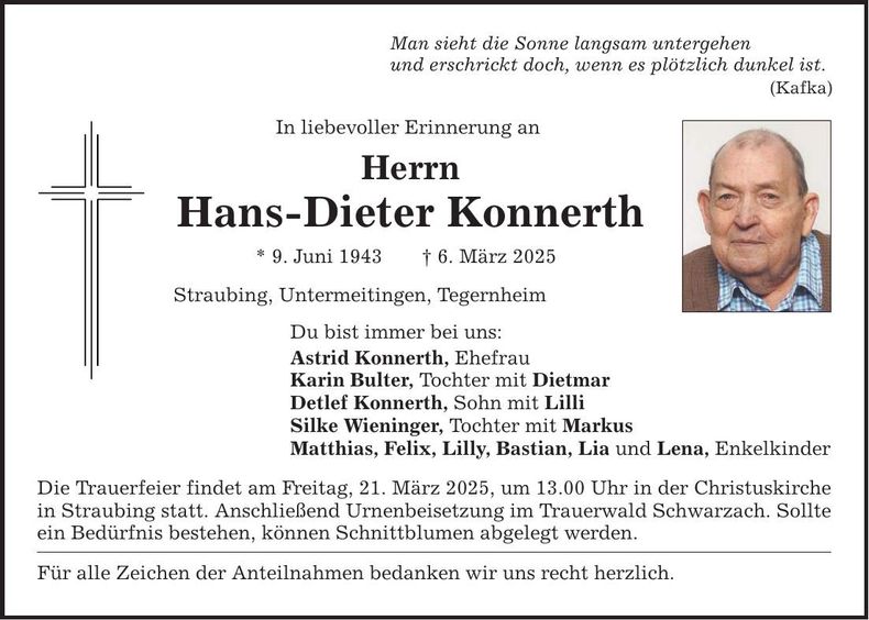 Traueranzeige Hans-Dieter Konnerth