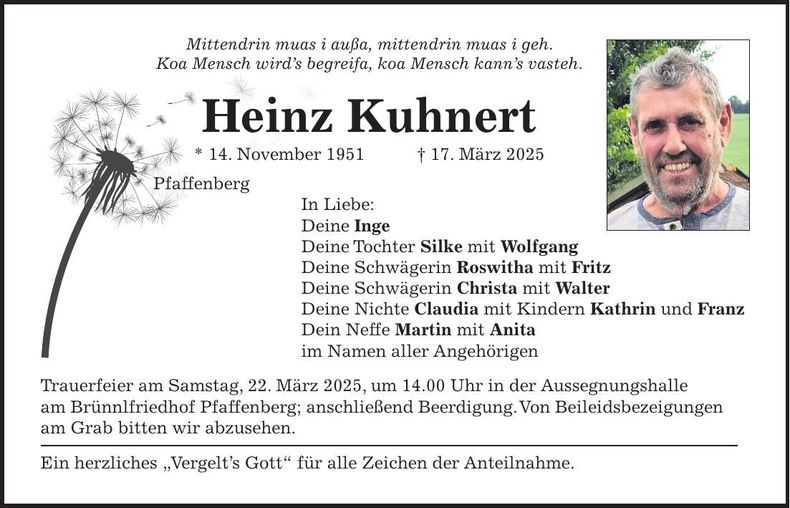Traueranzeige Heinz Kuhnert