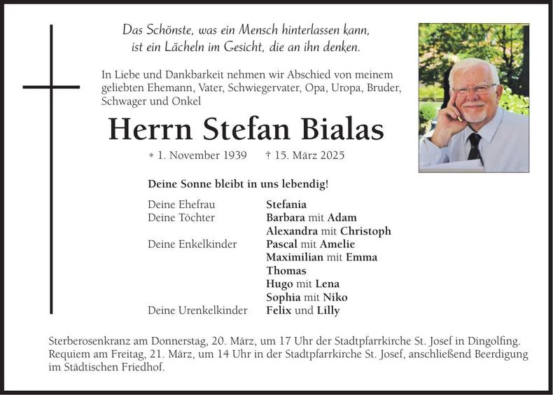 Traueranzeige Stefan Bialas