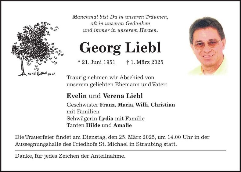 Traueranzeige Georg Liebl
