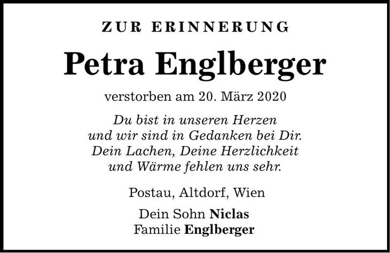Traueranzeige Petra Englberger