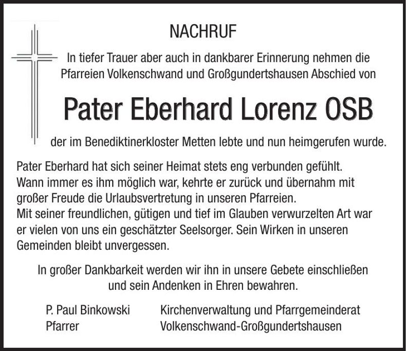 Traueranzeige Pfarramt Kath.