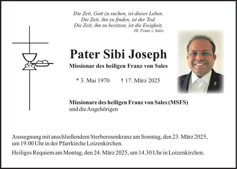 Traueranzeige Sibi Joseph