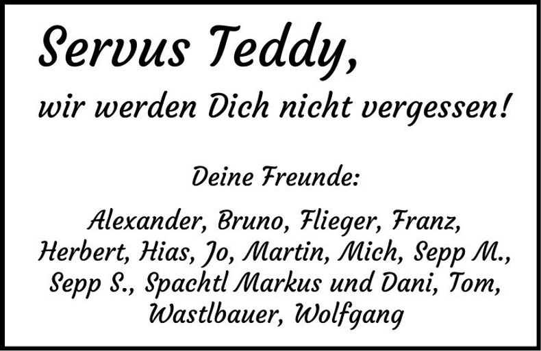 Traueranzeige Teddy Hiob