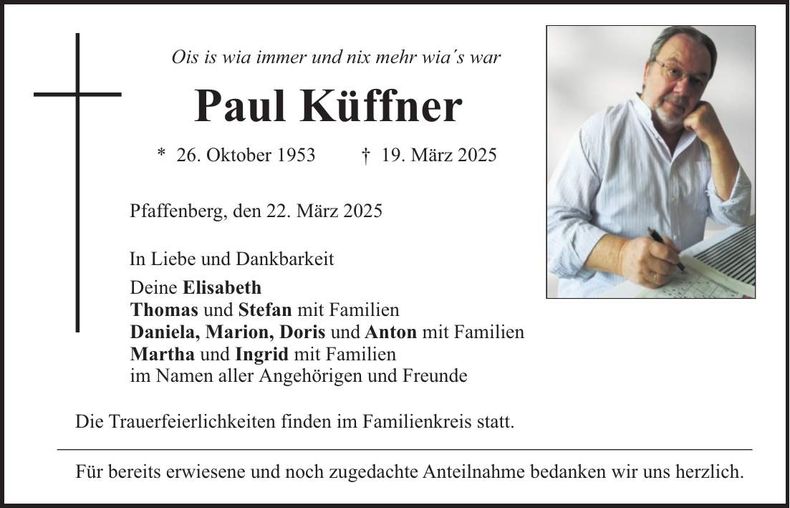 Traueranzeige Paul Küffner