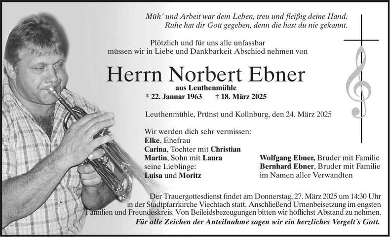 Traueranzeige Norbert Ebner