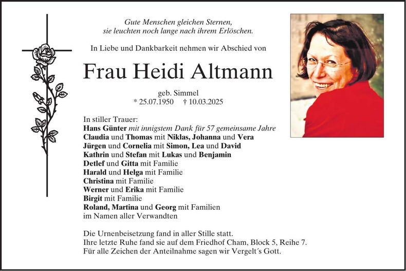 Traueranzeige Heidi Altmann