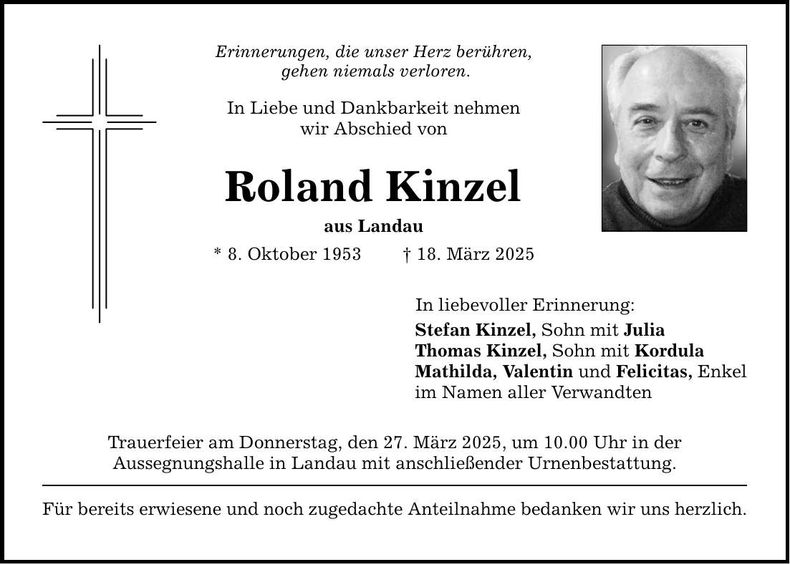 Traueranzeige Roland Kinzel