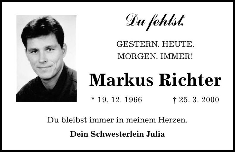 Traueranzeige Markus Richter