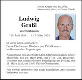Traueranzeige Ludwig Graßl