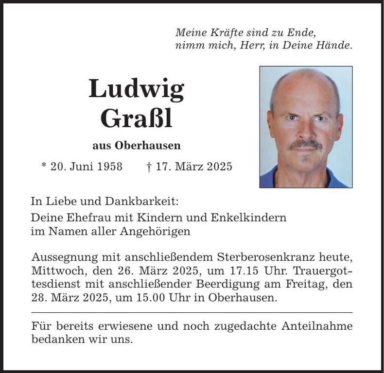 Traueranzeige Ludwig Graßl