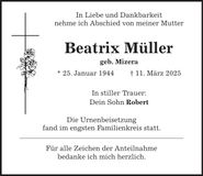 Traueranzeige Beatrix Müller