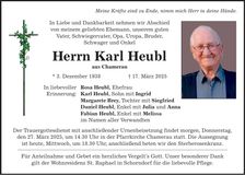 Traueranzeige Karl Heubl