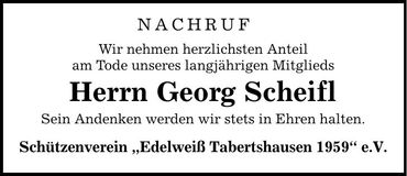 Traueranzeige Georg Scheifl