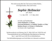 Traueranzeige Sophie Heilmeier