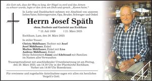 Traueranzeige Josef Späth