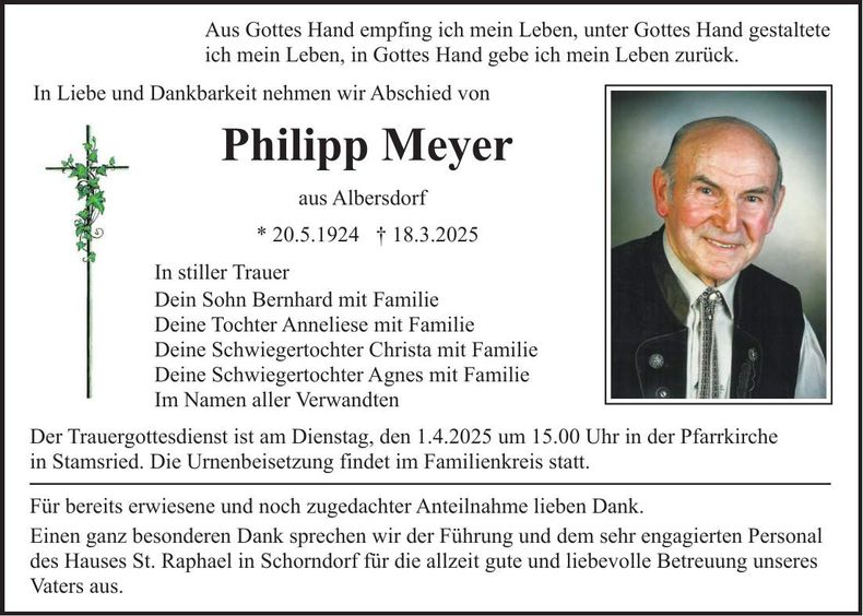 Traueranzeige Philipp Meyer