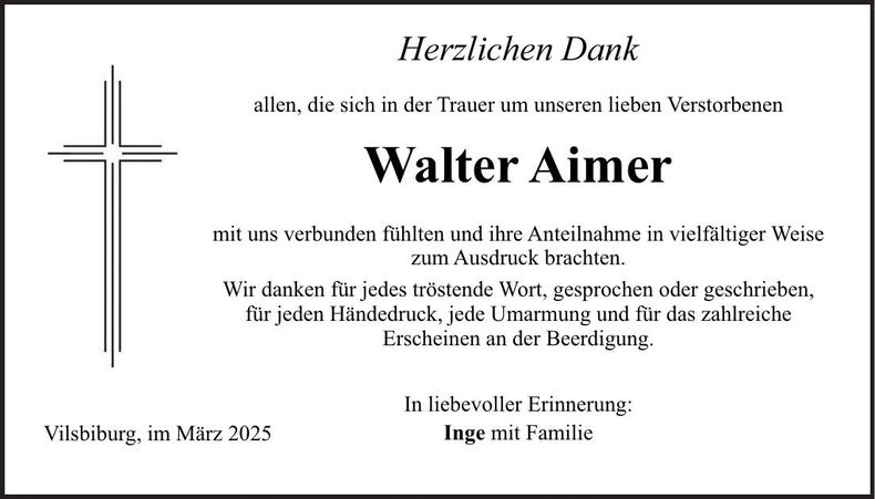 Traueranzeige Walter Aimer