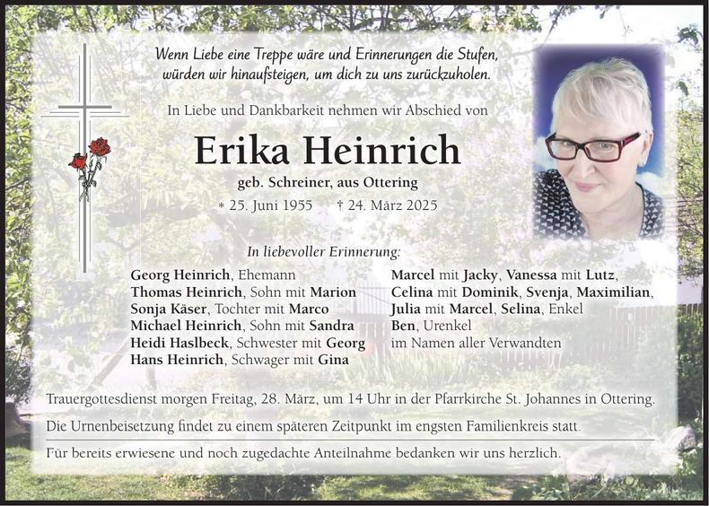 Traueranzeige Erika Heinrich
