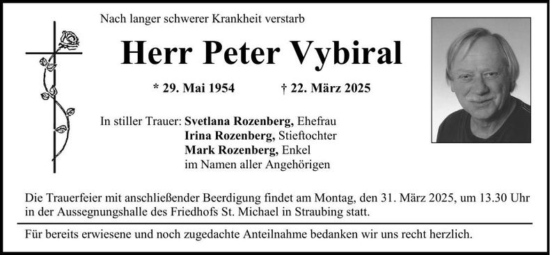 Traueranzeige Peter Vybiral