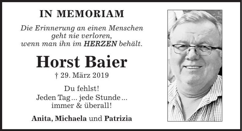Traueranzeige Horst Baier