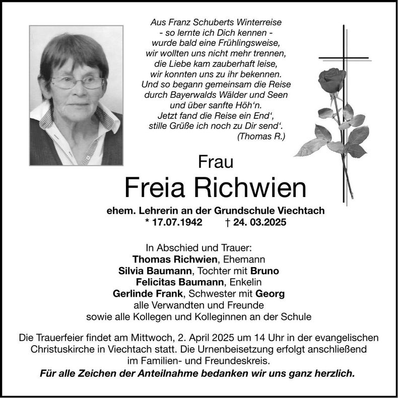 Traueranzeige Freia Richwien