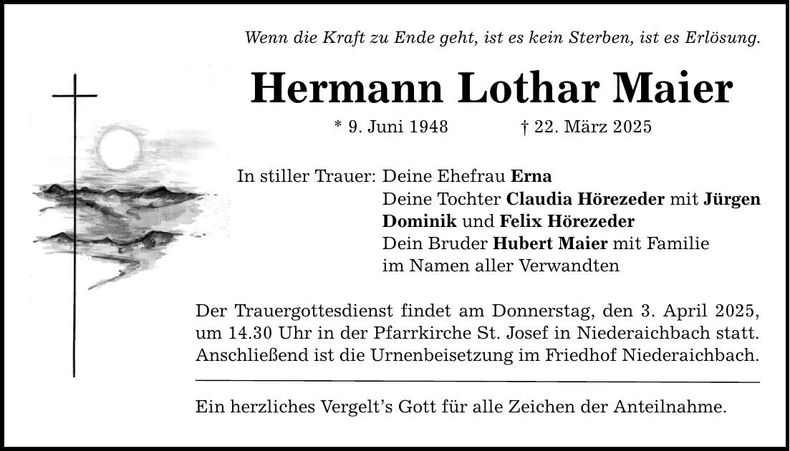 Traueranzeige Hermann Maier