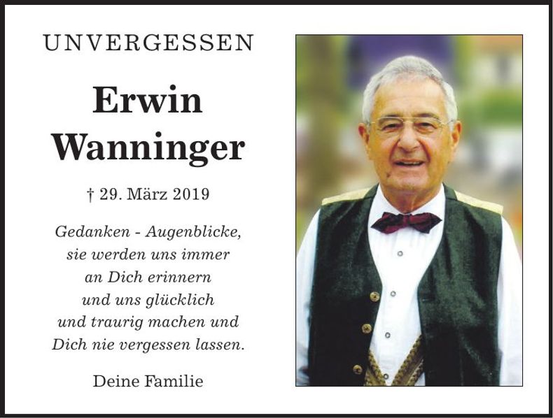 Traueranzeige Erwin Wanninger