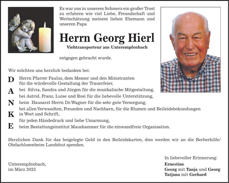 Traueranzeige Georg Hierl