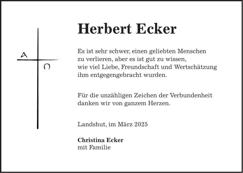 Traueranzeige Herbert Ecker