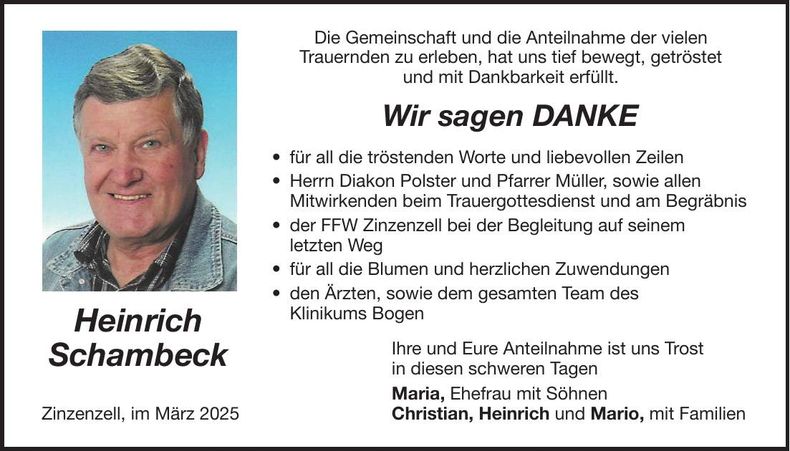 Traueranzeige Heinrich Schambeck