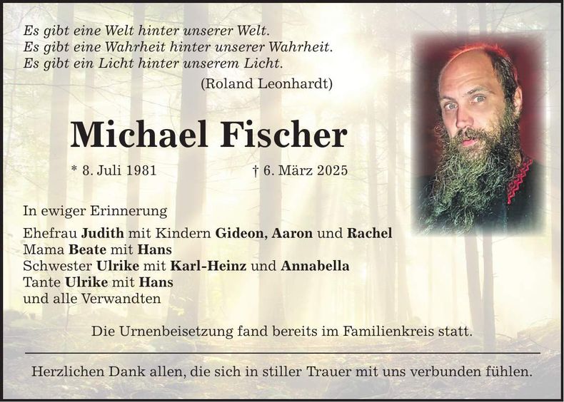 Traueranzeige Michael Fischer