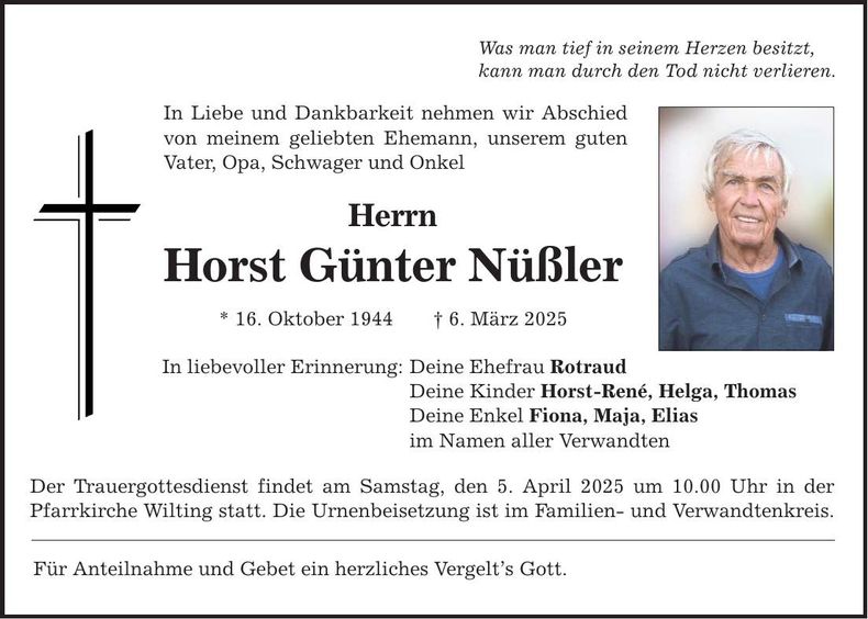 Traueranzeige Horst Günter Nüßler