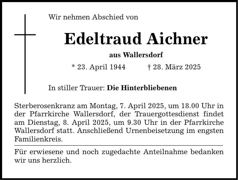 Traueranzeige Edeltraud Aichner